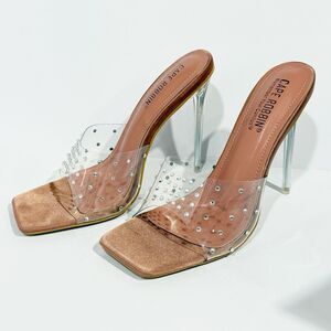 Cape Robbin Women's Clear Transparent Strap Stiletto Heel Sandals Rhinestone 8